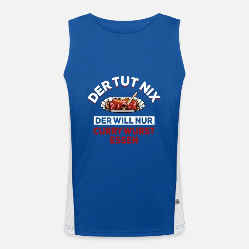 Der tut nix der will nur Currywurst essen - Spruch Funktionelles Kontrast-Tank Top für Männer 