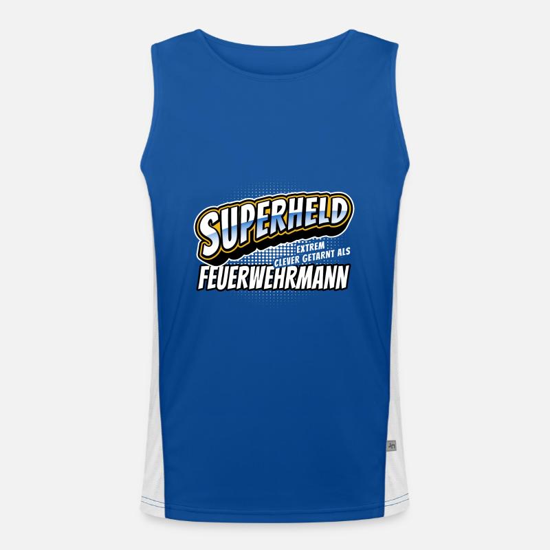 Superheld, clever getarnt als Feuerwehrmann Funktionelles Kontrast-Tank Top für Männer 