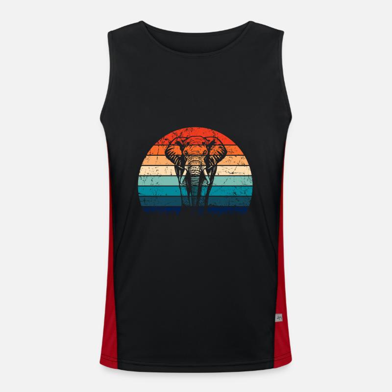 Elephant - big game, tusk, ivory sunset Men's Functional Contrast Tank Top 