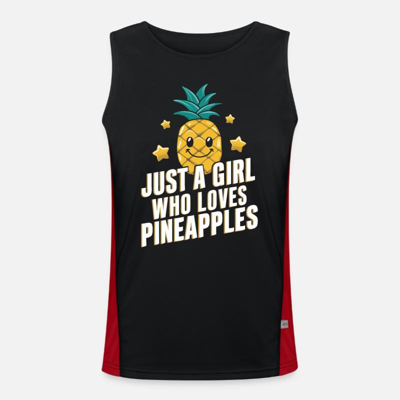 Pineapple tropical hawaiian fruit - Men's Functional Contrast Tank Top - black/red