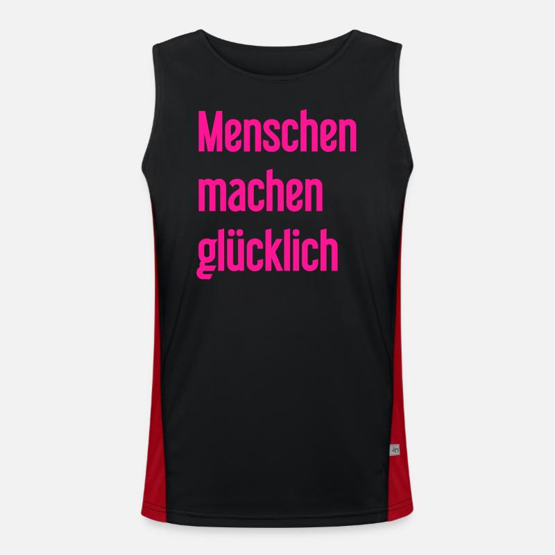 Menschen machen glücklich – Positives Statement Funktionelles Kontrast-Tank Top für Männer 