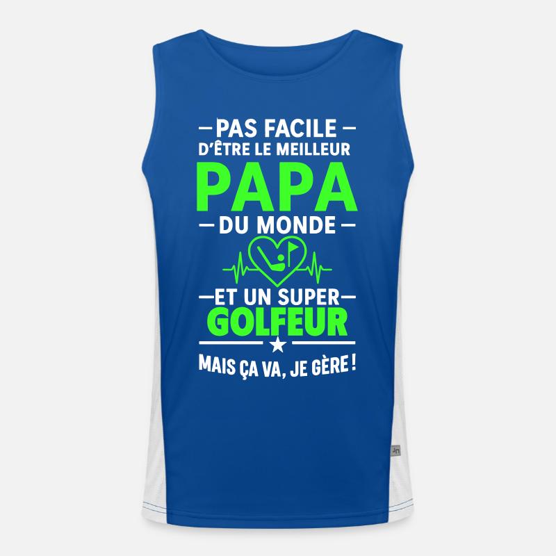 Herz + Golf – Super Papa Golfer Funktionelles Kontrast-Tank Top für Männer 