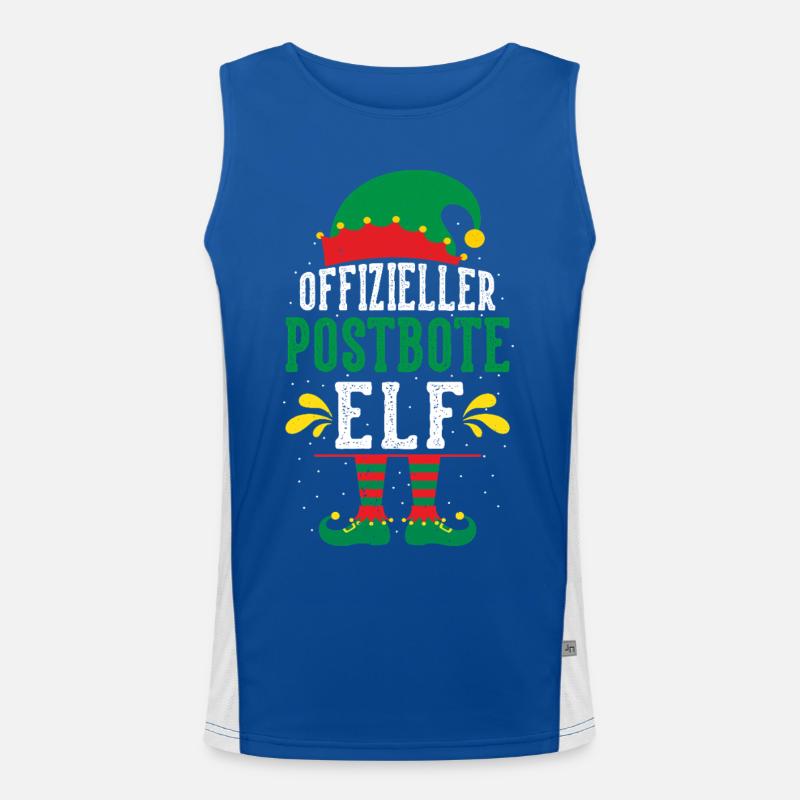 Christmas MAIL CARRIER POSTMAN ELF Funny Men's Functional Contrast Tank Top 