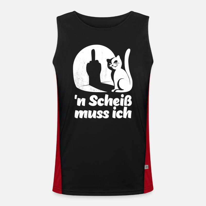 'n Scheiß muss ich - Katze Mittelfinger Spruch Funktionelles Kontrast-Tank Top für Männer 