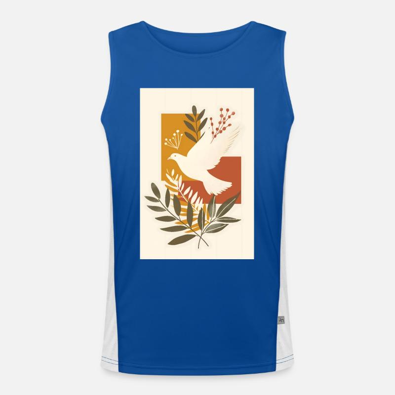 Rural Dove Artwork, Spiritual Boho, Men's Functional Contrast Tank Top 