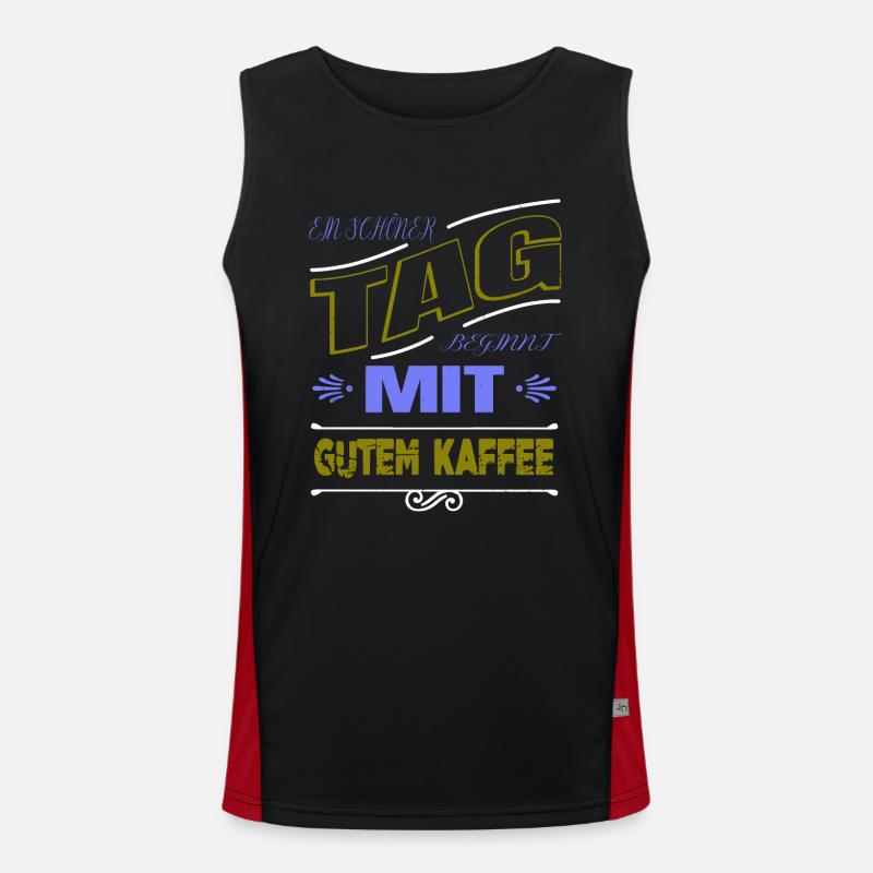 kaffeetrinker süchtig witzig koffein Funktionelles Kontrast-Tank Top für Männer 