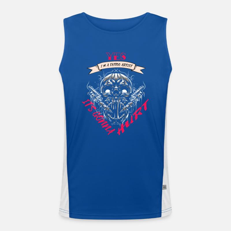Ich bin Tätowierer, ja es wird weh tun Funktionelles Kontrast-Tank Top für Männer 