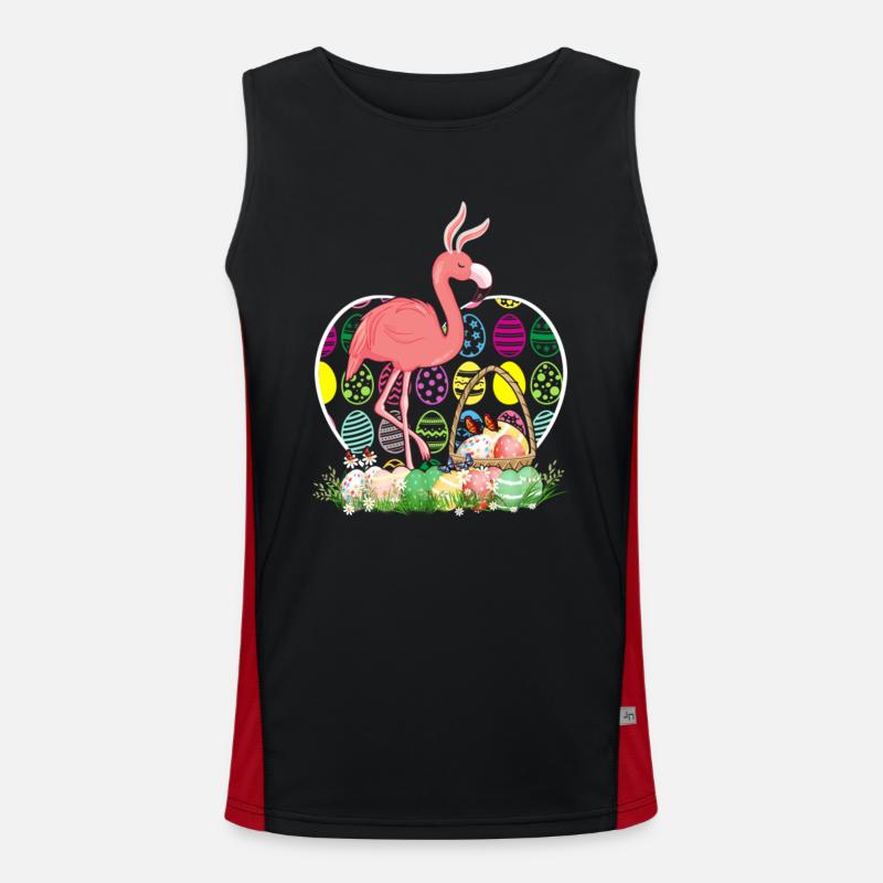 Flamingo Easter Eggs Funny Easter Day Eggs Hunters Men's Functional Contrast Tank Top 