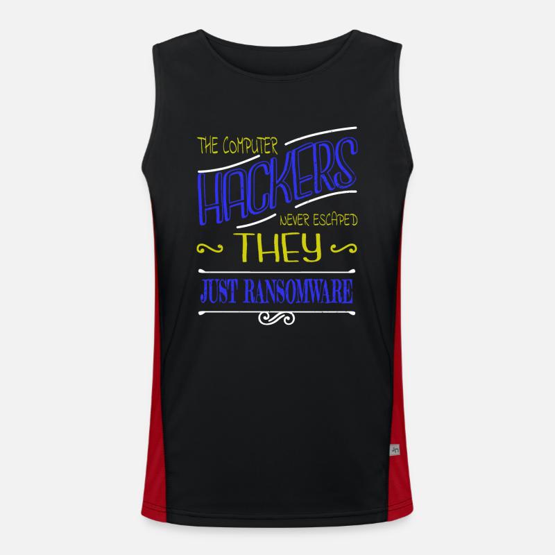 jokes encrypt statement bday glitch - Men's Functional Contrast Tank Top  - black/red