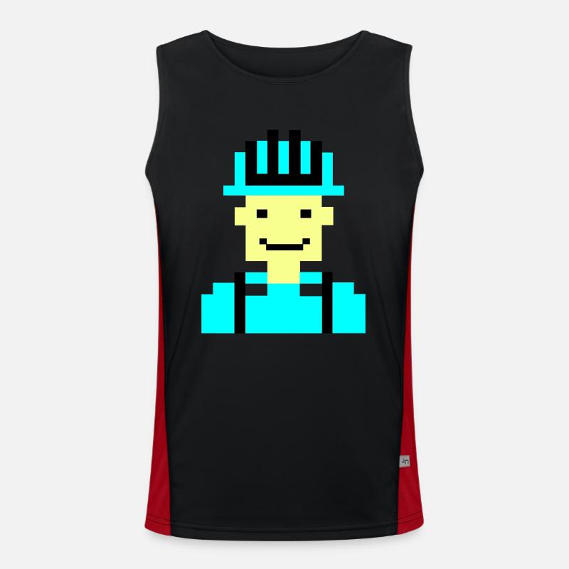 Construction Worker Pixel 01 - Men's Functional Contrast Tank Top  - black/red