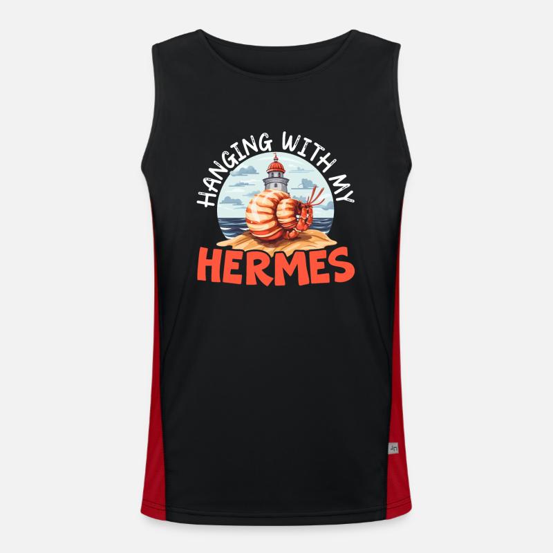 Cute hermit crab crab crustaceans - Men's Functional Contrast Tank Top - black/red