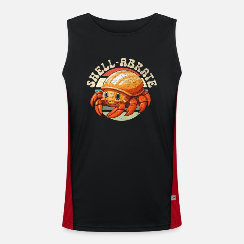 Cute Hermit Crab Crab Crustaceans - Men's Functional Contrast Tank Top  - black/red