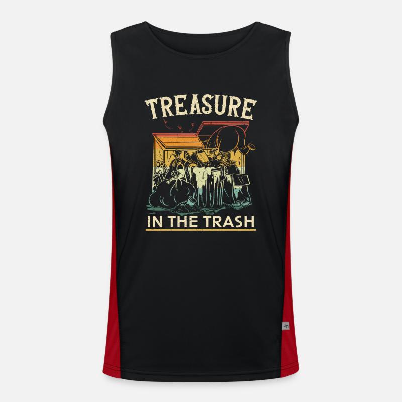 Dumpster lover picking garbage, - Men's Functional Contrast Tank Top  - black/red