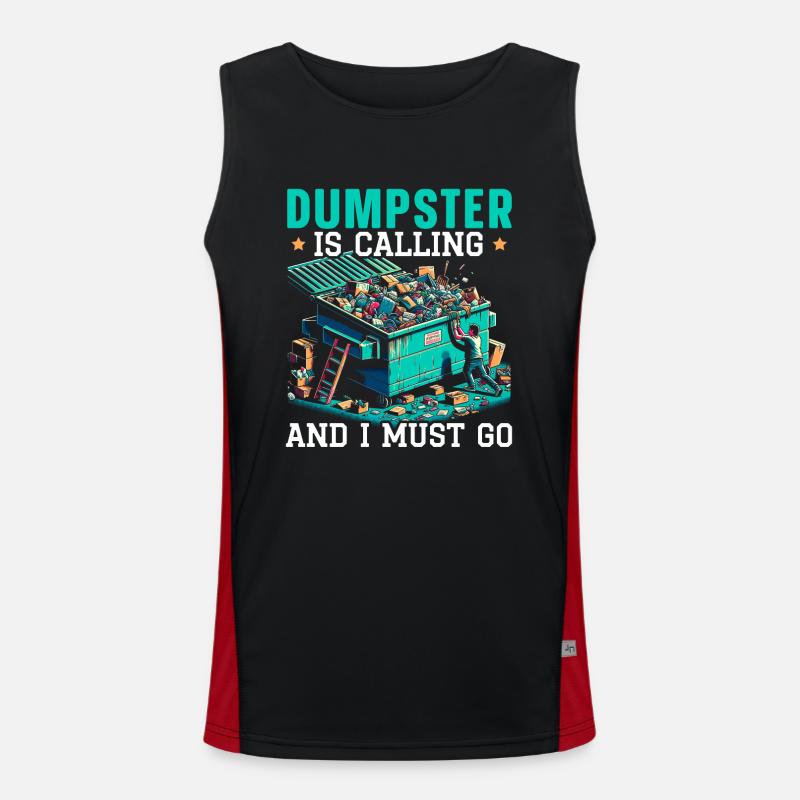 Dumpster lover picking garbage, - Men's Functional Contrast Tank Top - black/red