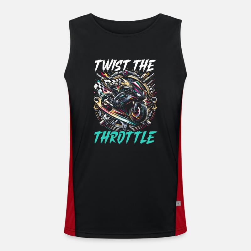 Funny motorcycle lover riding motorcycle. Men's Functional Contrast Tank Top 
