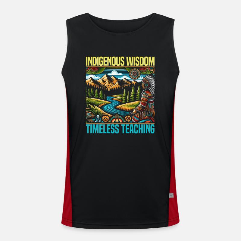 Native American Cherokee-Apache tribe - Men's Functional Contrast Tank Top  - black/red