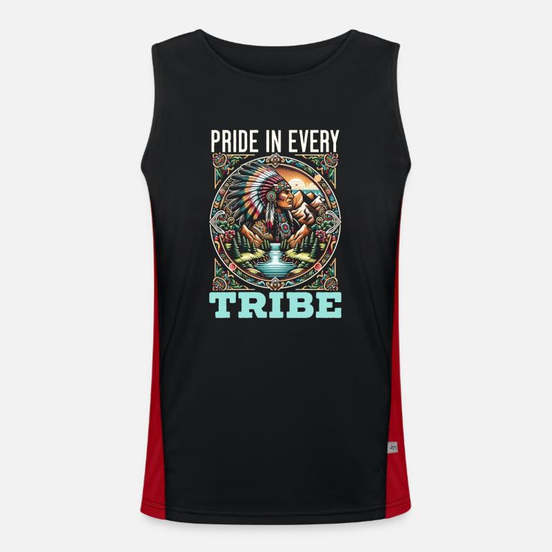 Native American Cherokee-Apache tribe - Men's Functional Contrast Tank Top  - black/red