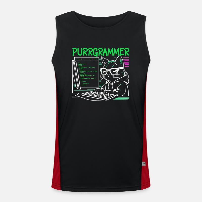 Funny Programmer Programmer - Men's Functional Contrast Tank Top  - black/red