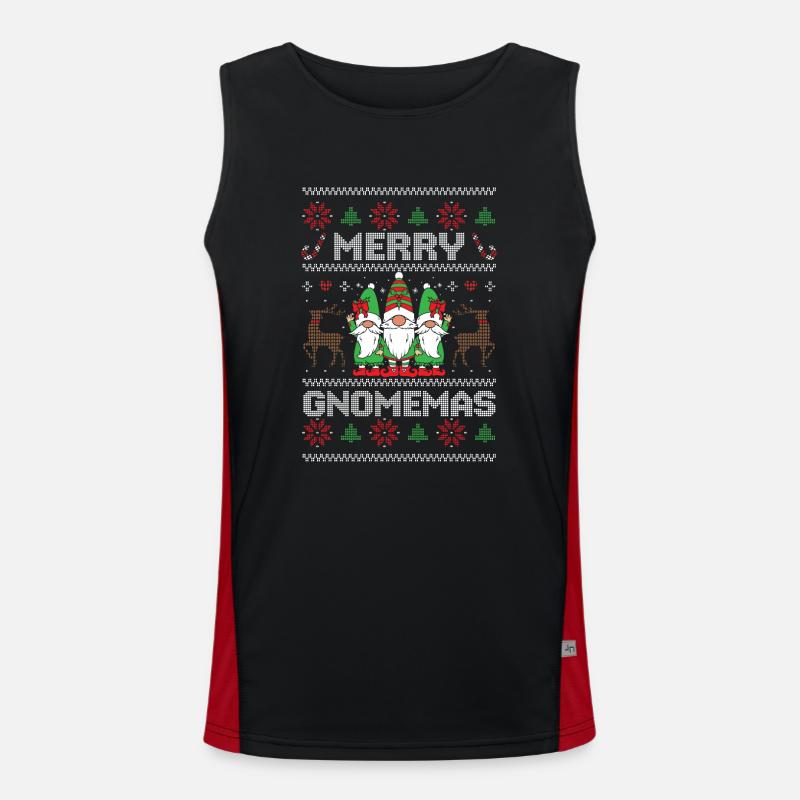 Lustiger Weihnachtsgartenzwerg Weihnachtsmann Funktionelles Kontrast-Tank Top für Männer 
