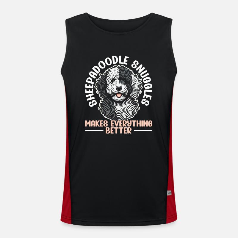 Niedlicher Sheepadoodle-hund Funktionelles Kontrast-Tank Top für Männer 