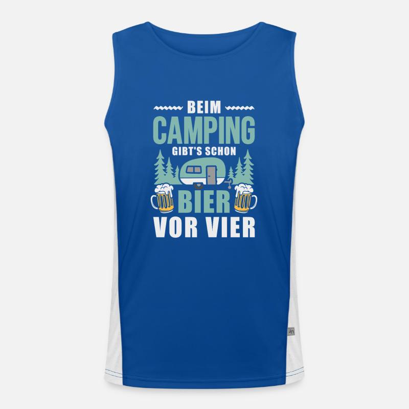 Camping Bier vor vier Wohnwagen Camper Funktionelles Kontrast-Tank Top für Männer 