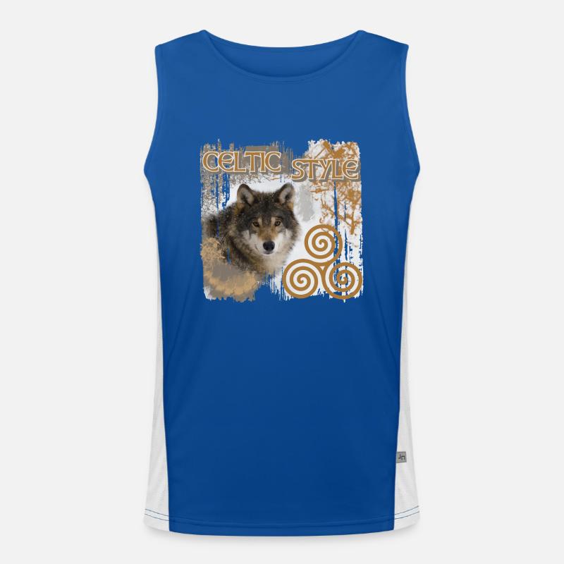 celts 9 with wolf and triskele Men's Functional Contrast Tank Top 