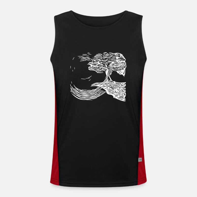 Tree in the sunset - Men's Functional Contrast Tank Top - black/red