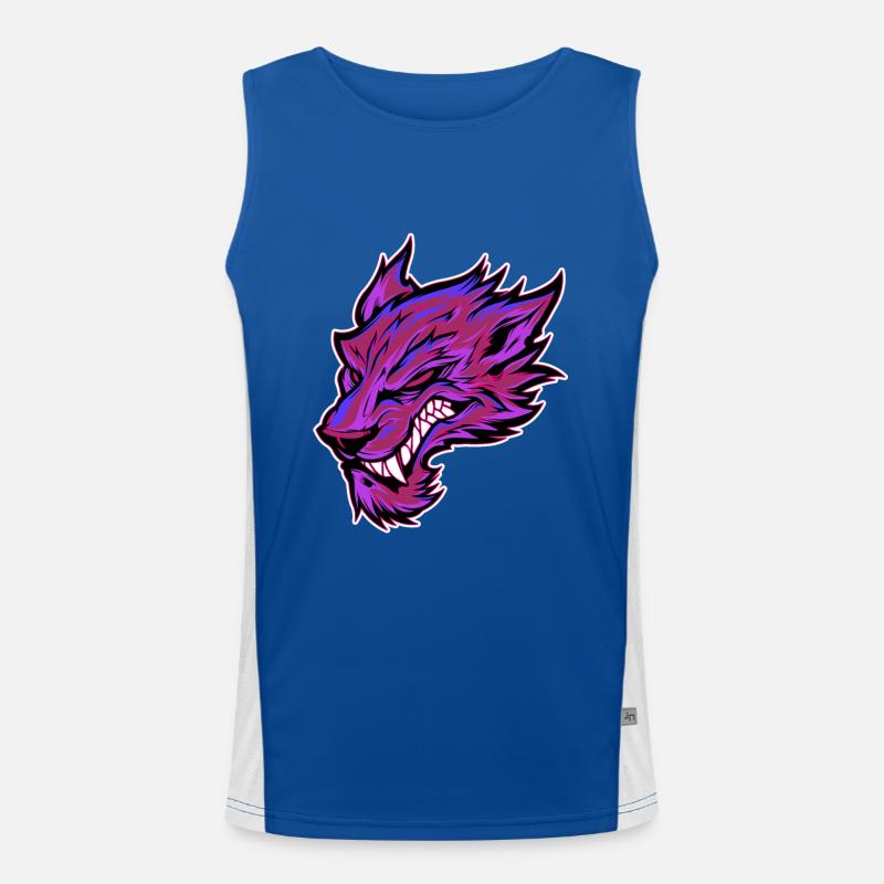 Wolf Head Wolf Head Tattoo Graffiti Pink Men's Functional Contrast Tank Top 