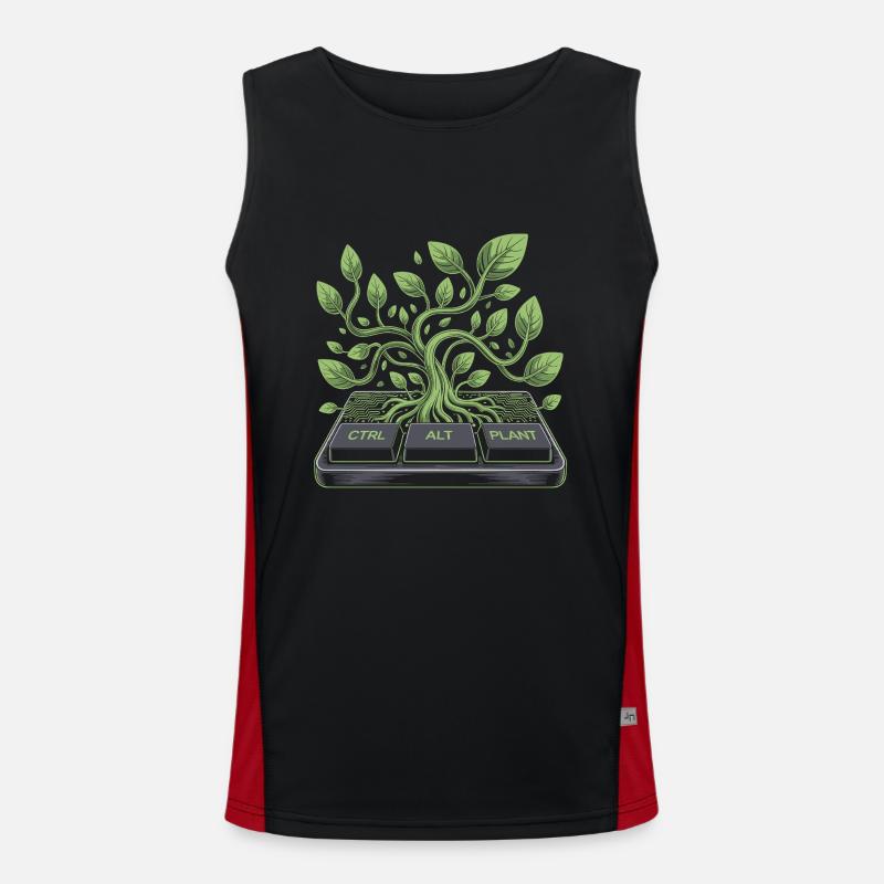 ctrl alt plant garden design - Men's Functional Contrast Tank Top  - black/red