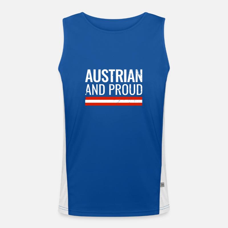 Austrian And Proud Austria Flag Austrian Men's Functional Contrast Tank Top 
