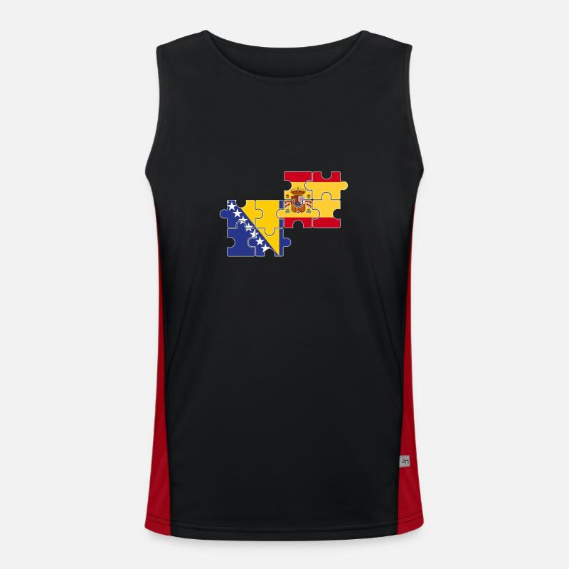 Bosnien Spanien Flagge Spanisch Bosnier Funktionelles Kontrast-Tank Top für Männer 