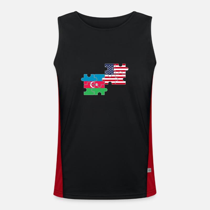Aserbaidschan USA Flagge Aserbaidschaner Funktionelles Kontrast-Tank Top für Männer 