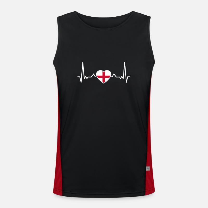 Angleterre Heartbeat Drapeau anglais Drapeau anglais Anglais Débardeur respirant contrasté Homme 