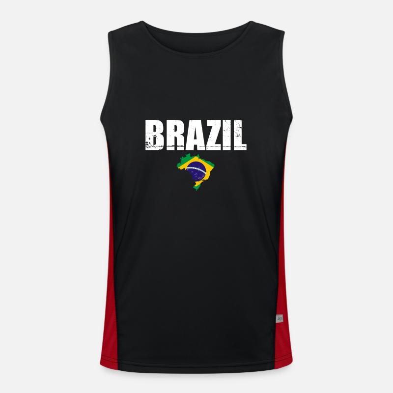 Brésil Brésil Carte Drapeau Brésil Débardeur respirant contrasté Homme 