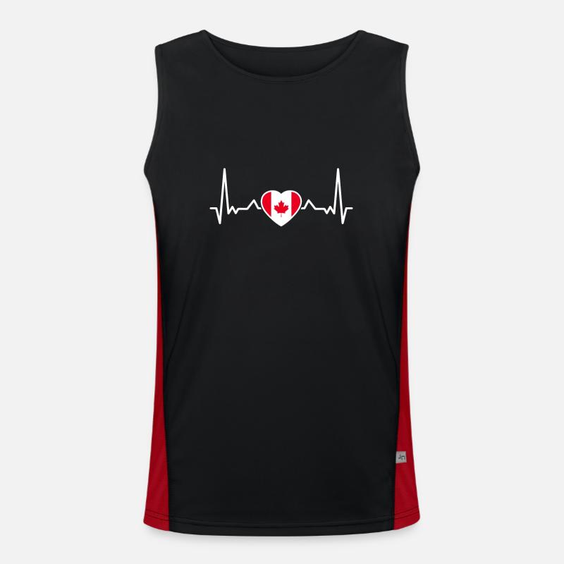 Canada Heartbeat Drapeau canadien Canadien Débardeur respirant contrasté Homme 