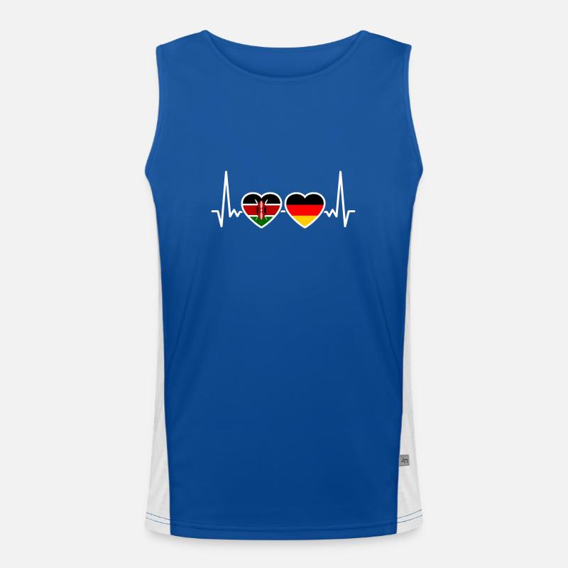 Kenya Germany Heartbeat Flag Kenyan Men's Functional Contrast Tank Top 