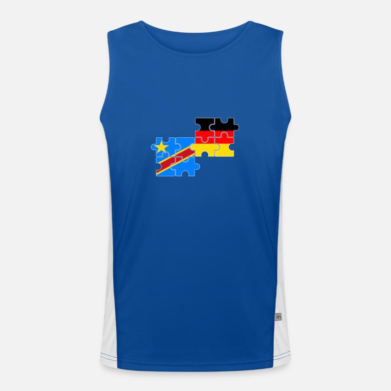 DR Congo Germany Flag German Congolese Men's Functional Contrast Tank Top 