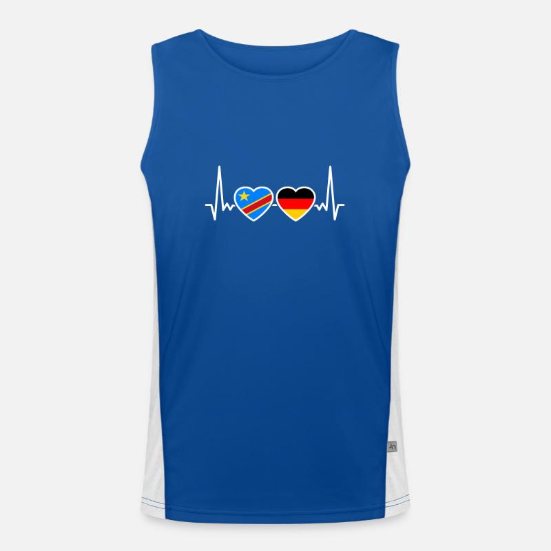 DR Congo Germany Heartbeat Flag Congolese Men's Functional Contrast Tank Top 