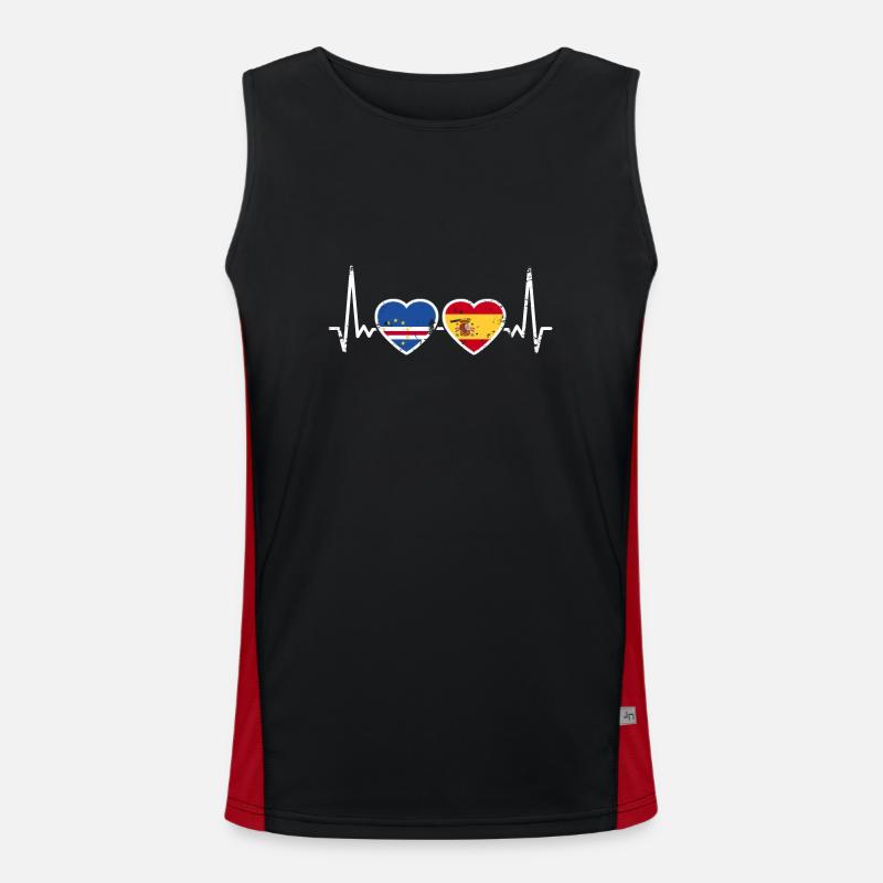 Cap-Vert Espagne Vintage Heartbeat Flag Débardeur respirant contrasté Homme 