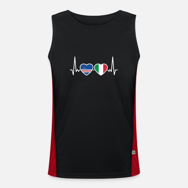 Cap-Vert Italie Heartbeat Flag Cap-Vert Débardeur respirant contrasté Homme 