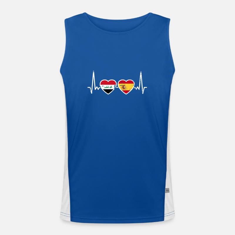 Irak Spanien Vintage Herzschlag Flagge Iraker Funktionelles Kontrast-Tank Top für Männer 