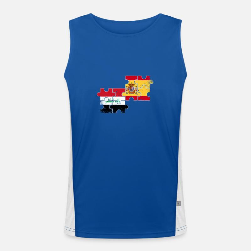 Irak Spanien Vintage Flagge Spanisch Iraker Funktionelles Kontrast-Tank Top für Männer 