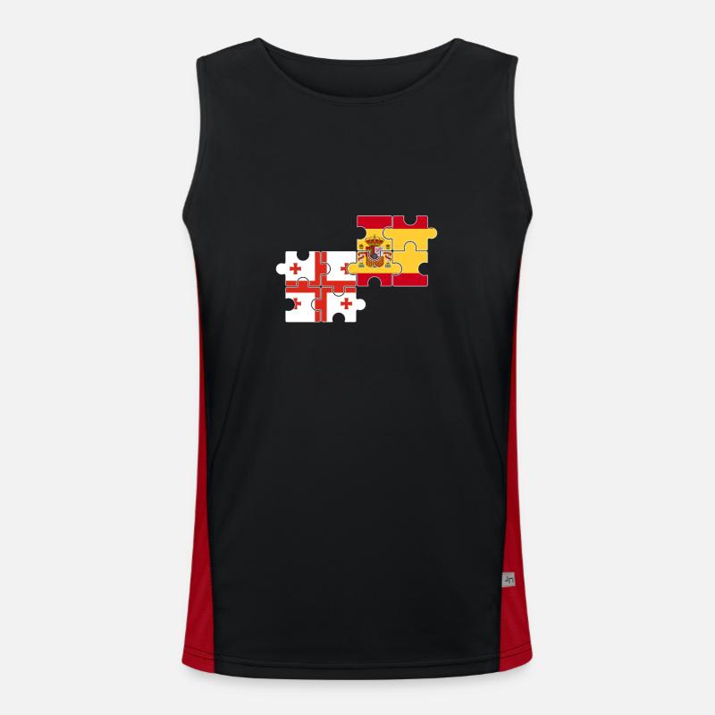 Georgien Spanien Flagge Spanisch Georgier Funktionelles Kontrast-Tank Top für Männer 