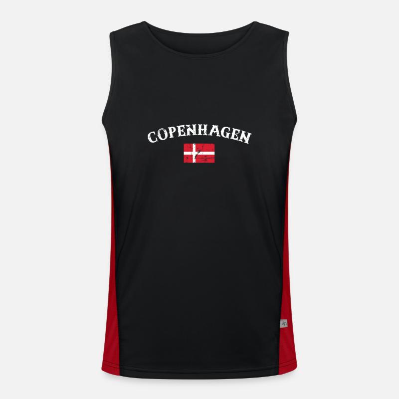 Copenhague Danemark Vintage Danish Flag Dane Débardeur respirant contrasté Homme 