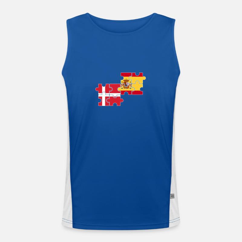 Danemark Espagne Drapeau Espagnol Danois Débardeur respirant contrasté Homme 