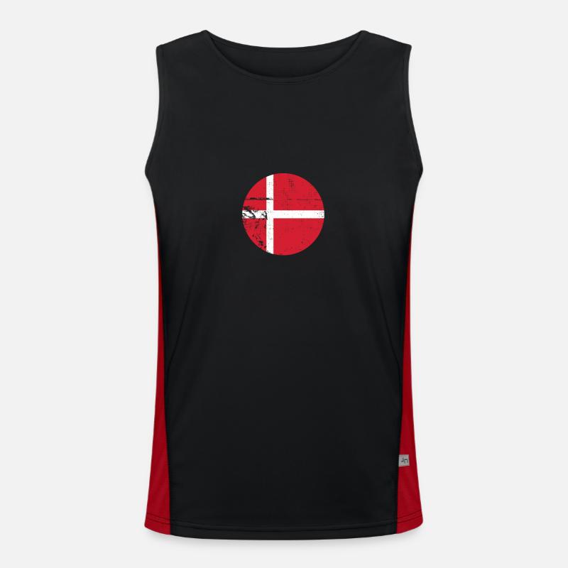 Danemark Vintage Danish Flag Dane Débardeur respirant contrasté Homme 