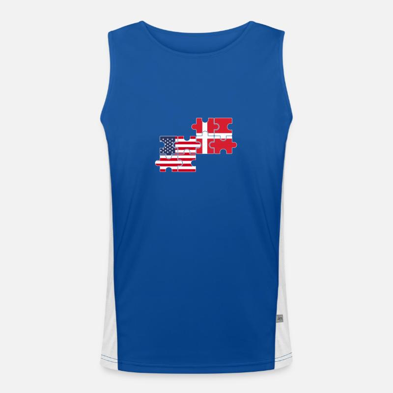Danemark États-Unis Drapeau Américain Danois Débardeur respirant contrasté Homme 