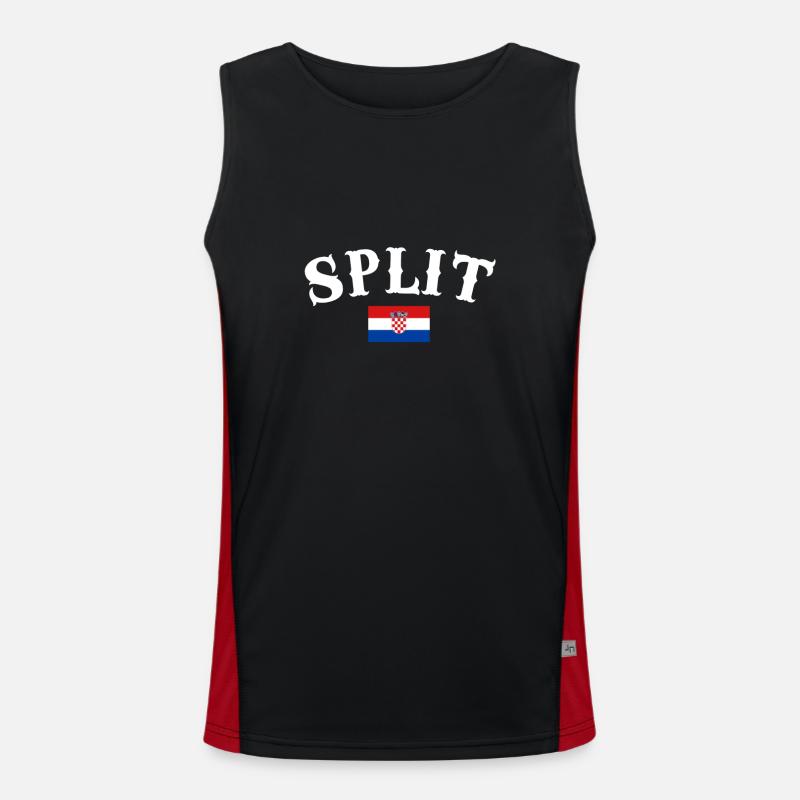 Split Kroatien Kroatische Flagge Kroate Funktionelles Kontrast-Tank Top für Männer 