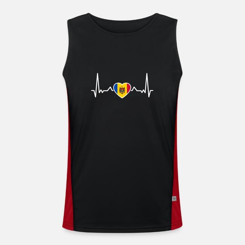 Moldavie battement de cœur Drapeau moldave Drapeau moldave Débardeur respirant contrasté Homme 