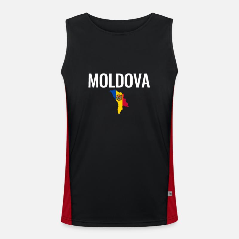 Moldavie Carte Drapeau moldave Débardeur respirant contrasté Homme 